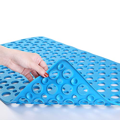 Mantto Nonslip Bathtub Mat Extra Soft TPE Bath Mat for Kids, Machine Washable Bathroom Shower Mat, Smooth/Non-Textured Tubs Only, 30L x 17W Inch (Lake Blue) - Image 2