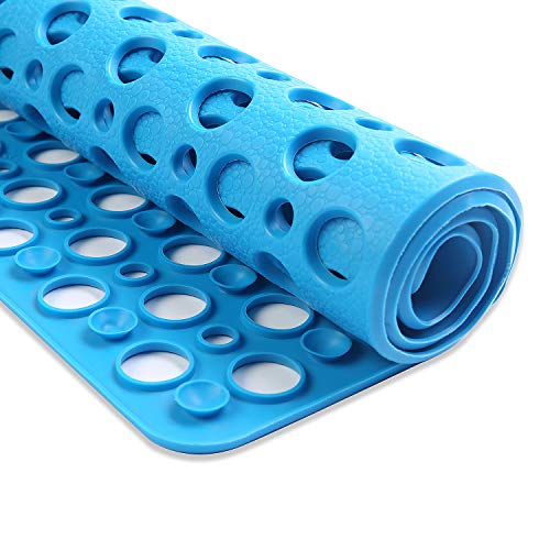 Mantto Nonslip Bathtub Mat Extra Soft TPE Bath Mat for Kids, Machine Washable Bathroom Shower Mat, Smooth/Non-Textured Tubs Only, 30L x 17W Inch (Lake Blue) - Image 3