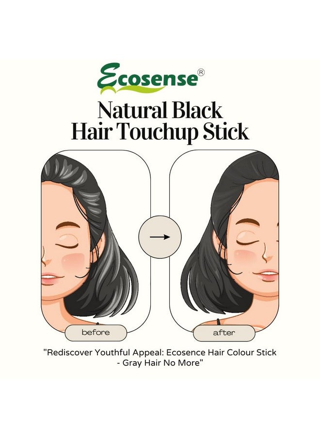 Ecosense - Hair Colour Stick - Black | Temporary Hair Colour Stick | Root Touch Up For Grey Hair | Instant Hair Colour For Grey Hair | Easy-To-Use Hair Colour Stick | Quick & Mess-Free Hair - 4Gm - Image 1
