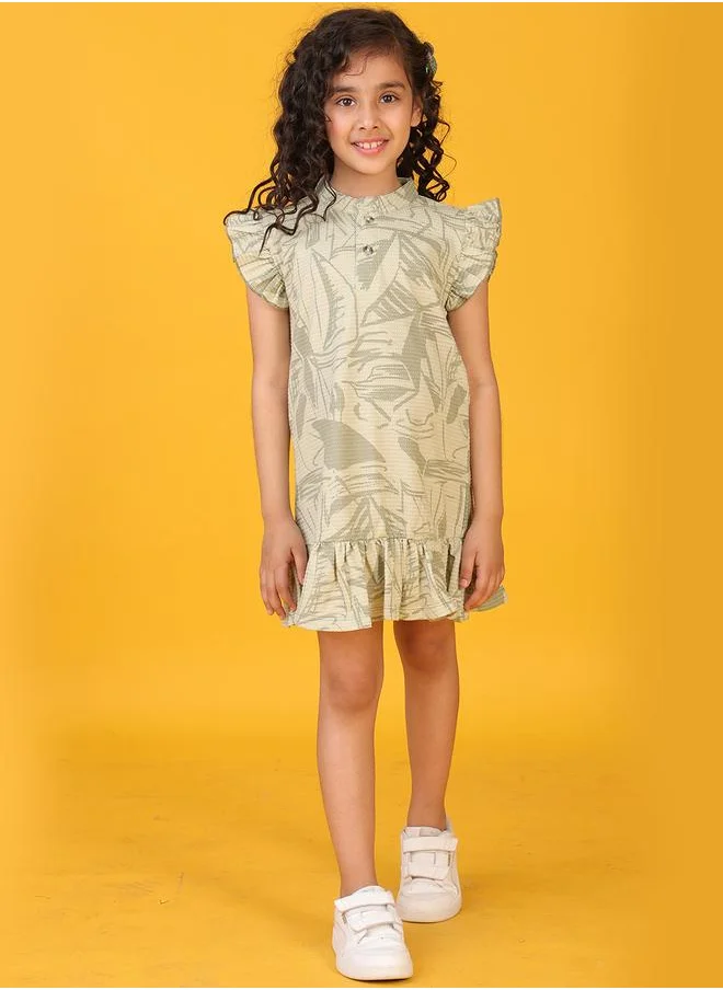 انثريلو Anthrilo Floral Print Ruffled Sleeve Mini Dress