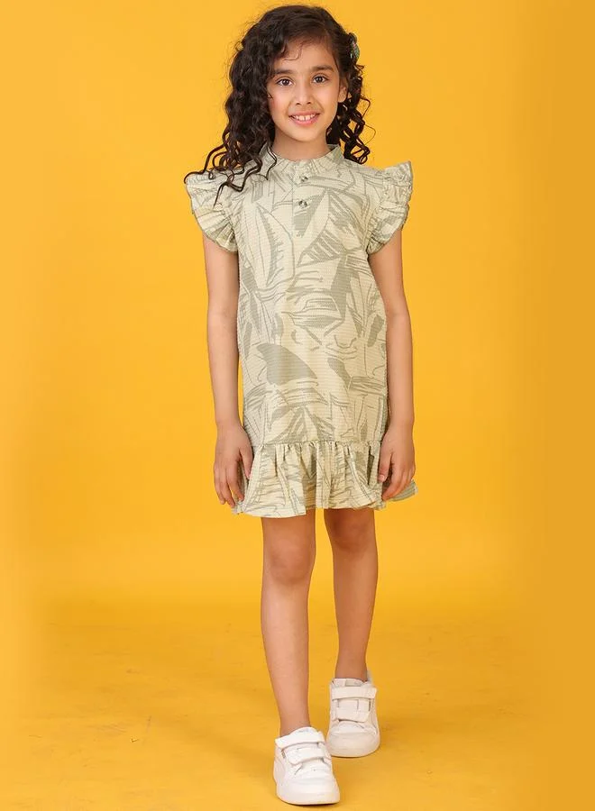 انثريلو فستان قصير بطبعات زهور وأكمام مكشكشة من أنثريلو