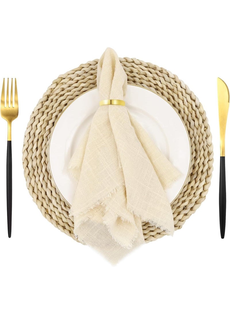 ChicAbode مجموعة من 4 مناديل قماش مصنوعة يدويا مع حافة ، 16.5 × 16.5 بوصة مناديل كتان القطن مناديل عشاء ناعمة مناديل طاولة ريفية لحفلة حفلات الزفاف دش الطفل - Image 1
