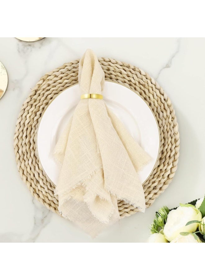 ChicAbode مجموعة من 4 مناديل قماش مصنوعة يدويا مع حافة ، 16.5 × 16.5 بوصة مناديل كتان القطن مناديل عشاء ناعمة مناديل طاولة ريفية لحفلة حفلات الزفاف دش الطفل - Image 2