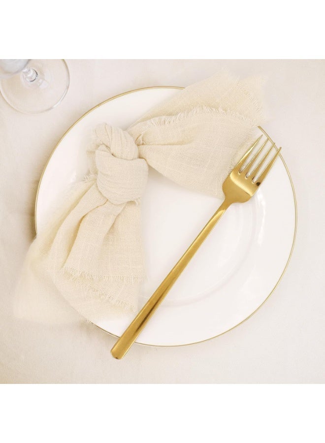 ChicAbode مجموعة من 4 مناديل قماش مصنوعة يدويا مع حافة ، 16.5 × 16.5 بوصة مناديل كتان القطن مناديل عشاء ناعمة مناديل طاولة ريفية لحفلة حفلات الزفاف دش الطفل - Image 3