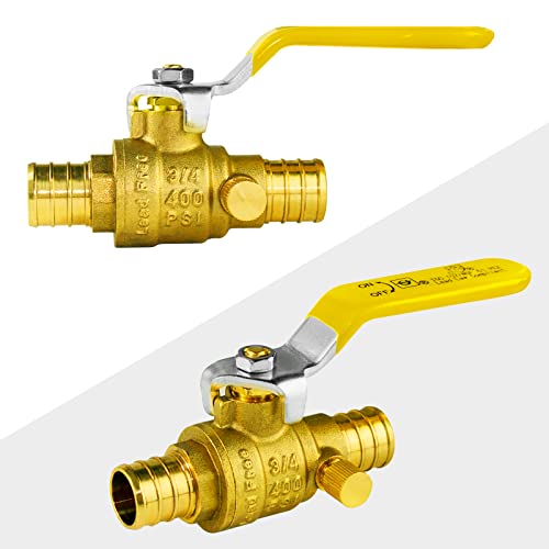 WiseWater 34 Inch PEX Shut off Ball Valve with Drain Brass Plumbing Fitting Full Port Water Shut off Valve 5pack UPC Certified - Image 3