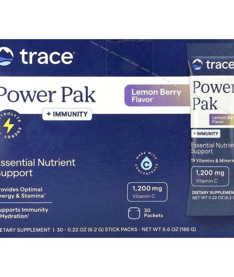 TRACE Power Pak + Immunity Lemon Berry 30 Stick Packs 0.22 oz (6.2 g) Each