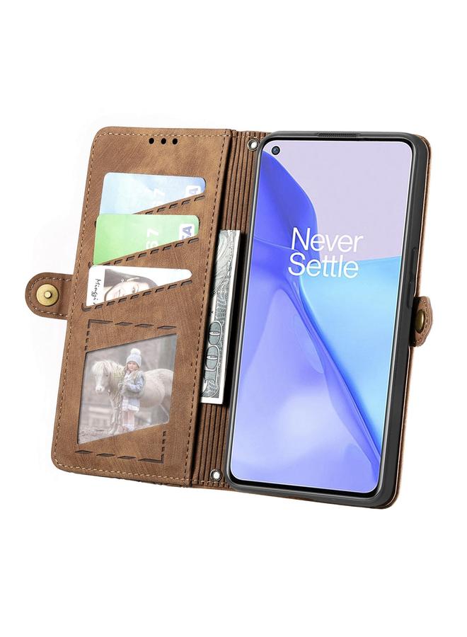 S-TOP Case For OnePlus 9RT 5G Geometric Zipper Wallet Side Buckle Leather Phone Case - Image 3