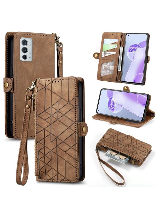 S-TOP Case For OnePlus 9RT 5G Geometric Zipper Wallet Side Buckle Leather Phone Case - Image 1
