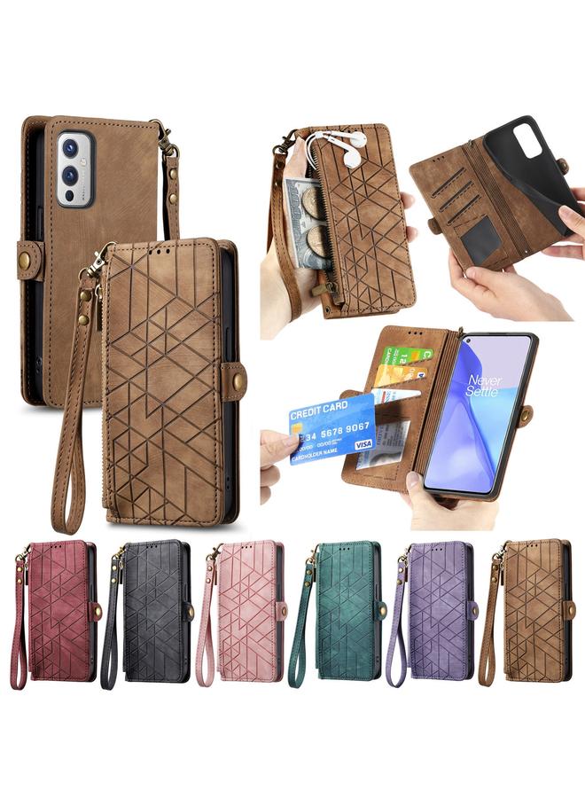 S-TOP Case For OnePlus 9RT 5G Geometric Zipper Wallet Side Buckle Leather Phone Case - Image 5