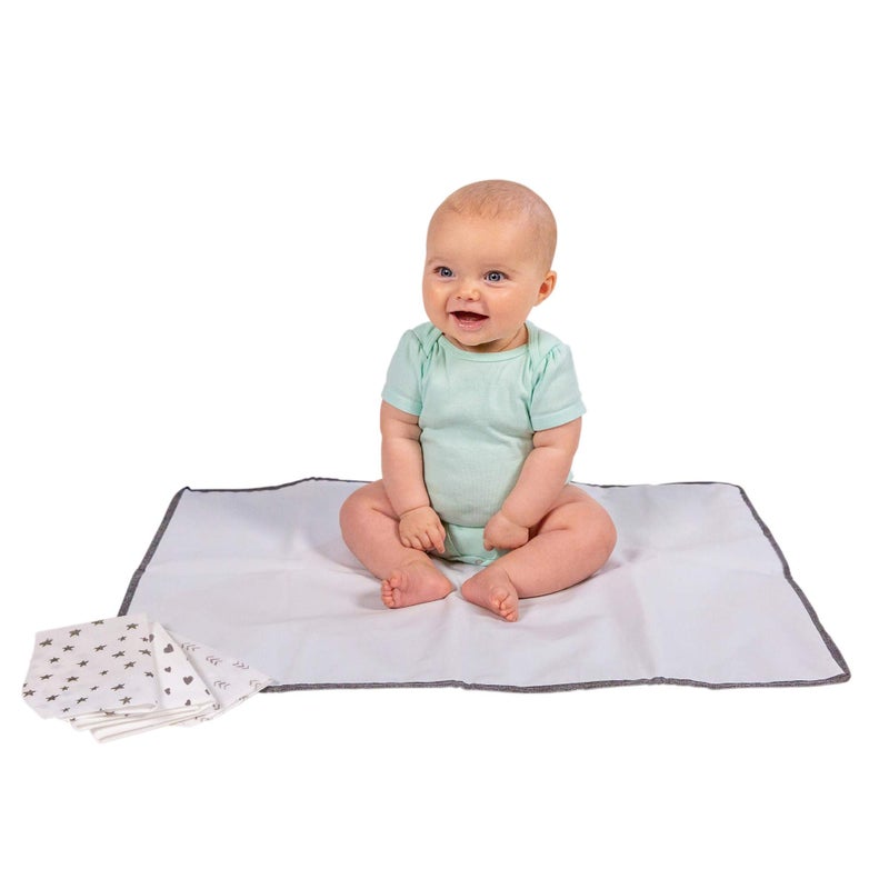 J.L. Childress Healthy Habits Portable Changing Pad Bundle for Babies - Wipeable Diaper Changing Mat for Travel + 3 Disposable Changing Pads, Baby Accessory Essentials, Foldable & Compact - Grey - Image 5