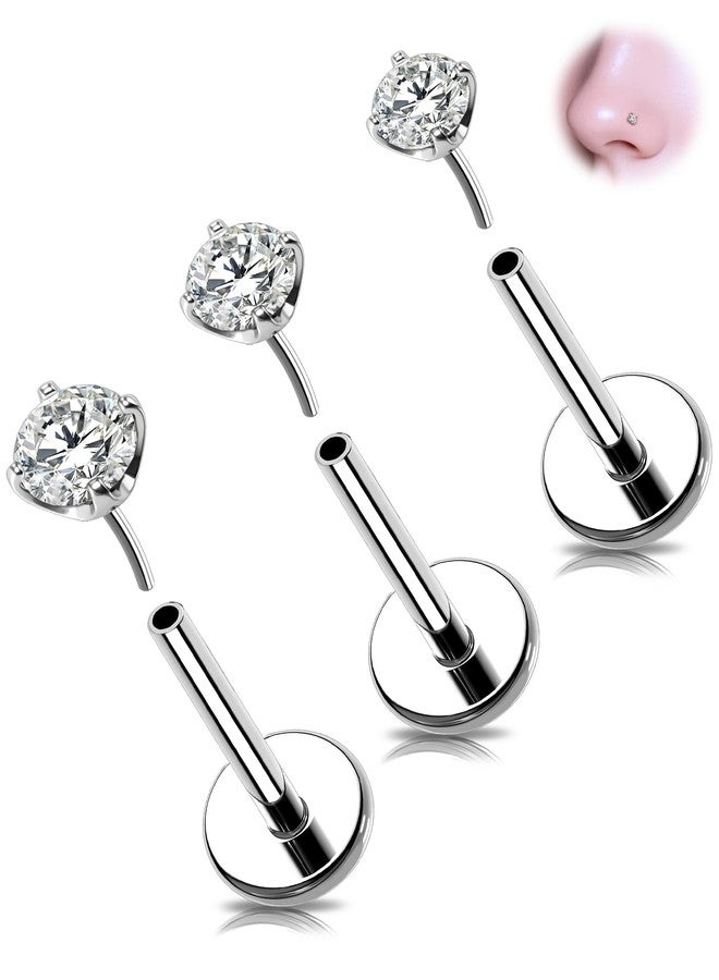 Melighting 20g Nose Studs Piercing Set Surgical Steel 316L, Threadless Push in Nose Rings, 2/2.5/3 mm CZ Top Threadless Labret Lip Helix Cartilage Tragus Conch Earrings Pack for Women 8 mm - Image 1