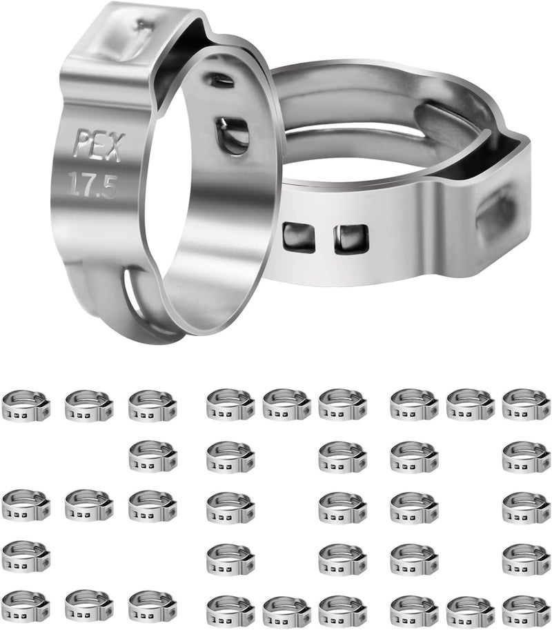 PXZBLG 200 Pack 1/2 Inch PEX Cinch Clamps, Stainless Steel Single Ear Hose Clamps, for PEX Pipe - Image 1