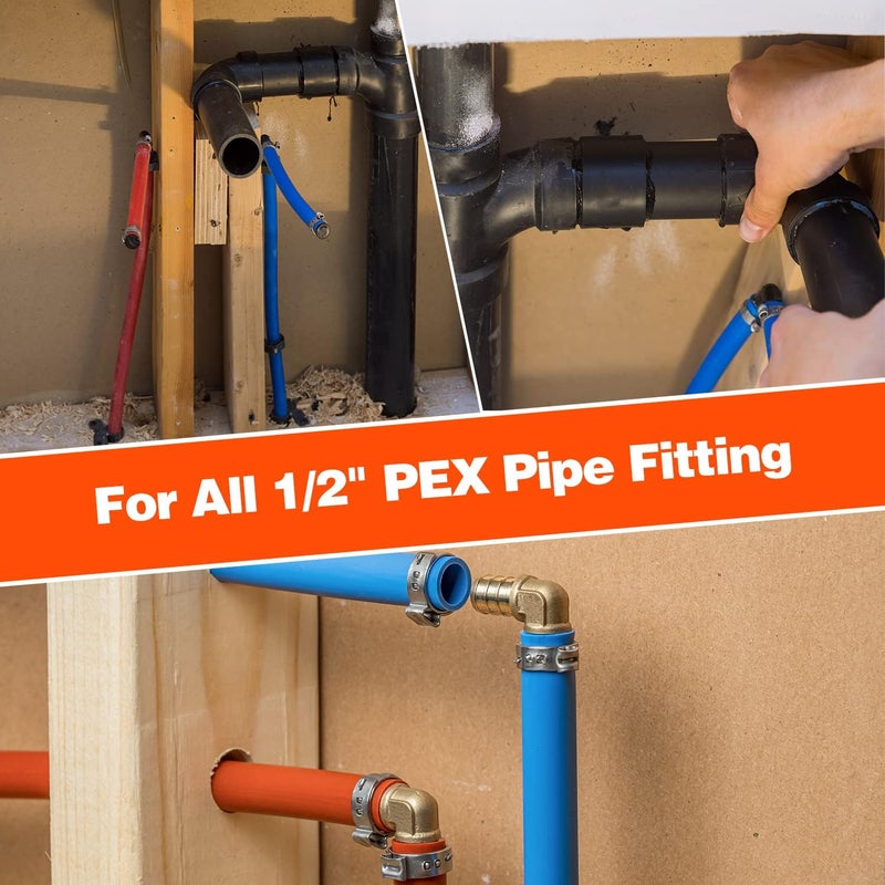 PXZBLG 200 Pack 1/2 Inch PEX Cinch Clamps, Stainless Steel Single Ear Hose Clamps, for PEX Pipe - Image 5
