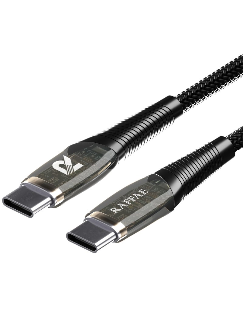 RAFFAE 60W PD Transparent Fast Charging USB Type C to USB Type C Cable 1M for iphone 15/15 Plus/15 Pro/15 Pro Max, Samsung, OnePlus, Huawei - Image 2