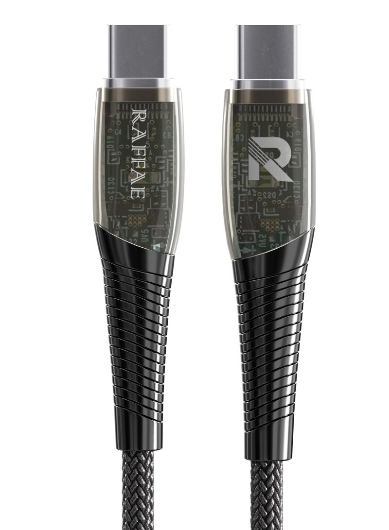 RAFFAE 60W PD Transparent Fast Charging USB Type C to USB Type C Cable 1M for iphone 15/15 Plus/15 Pro/15 Pro Max, Samsung, OnePlus, Huawei - Image 3