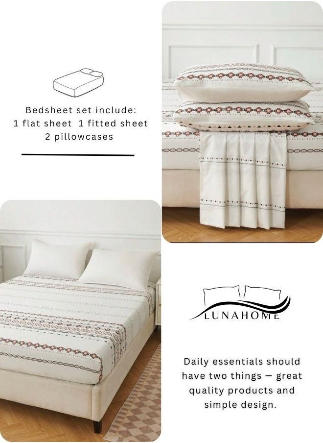 LUNA Home - 4 Pieces Bedsheet Set Boho Design. - Image 1