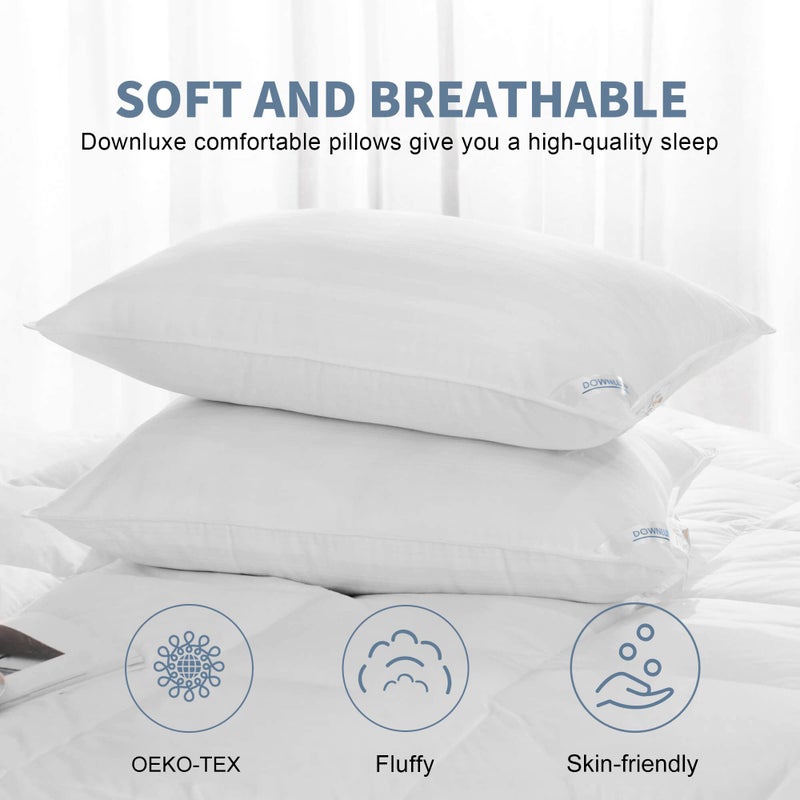 downluxe Down Alternative Pillows Queen Size Set of 2 - Hotel Collection Soft Bed Pillows for Sleeping, Perfect for Side, Back and Stomach Sleepers, 20 X 28 - Image 2