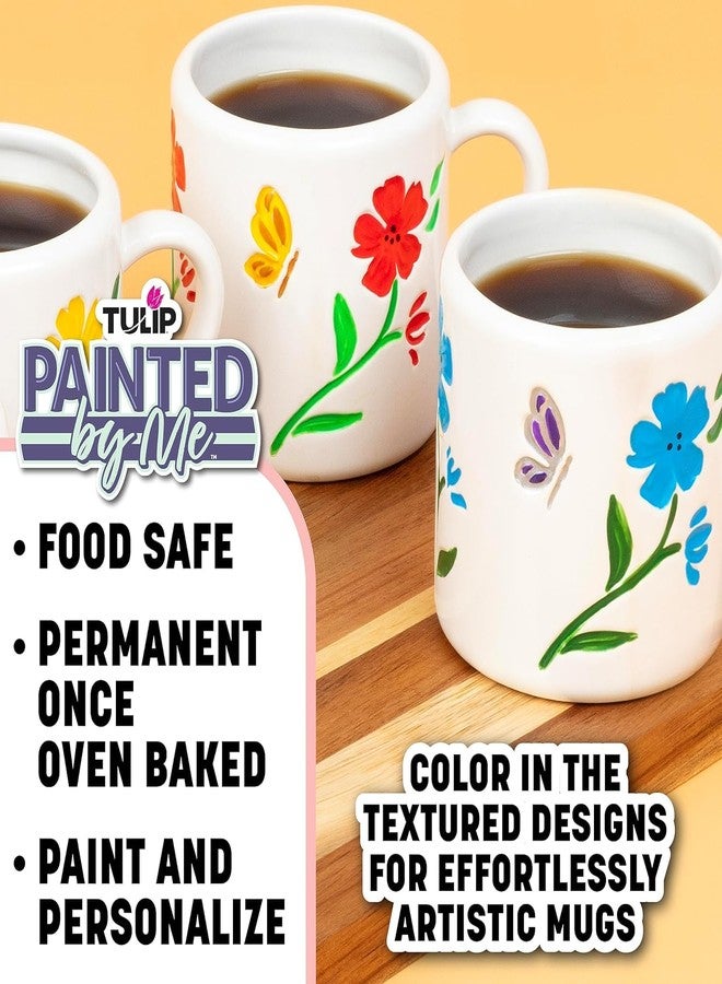 TULIP Painted by Me Paint Oven Bake Ceramic 4 Mug Set with Flower Designs, All You Need for Easy Family Craft Kit, Includes 4 Mugs, 8 Rainbow Paints, 4 Brushes, Ceramic Studio Quality Oven Bake - Image 5