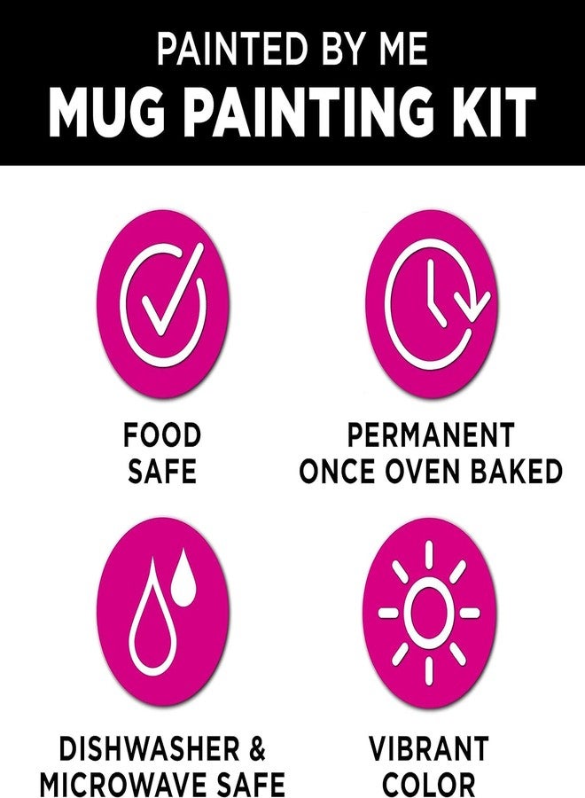 TULIP Painted by Me Paint Oven Bake Ceramic 4 Mug Set with Flower Designs, All You Need for Easy Family Craft Kit, Includes 4 Mugs, 8 Rainbow Paints, 4 Brushes, Ceramic Studio Quality Oven Bake - Image 3