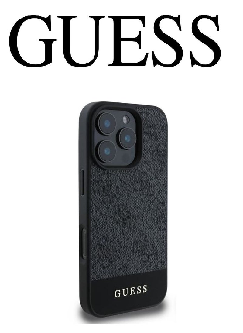 CG MOBILE IPhone 16 Pro Max cover, with a logo and a leather design approved by the global brand Guess. From CG-MOBILE. In Black  - Image 4