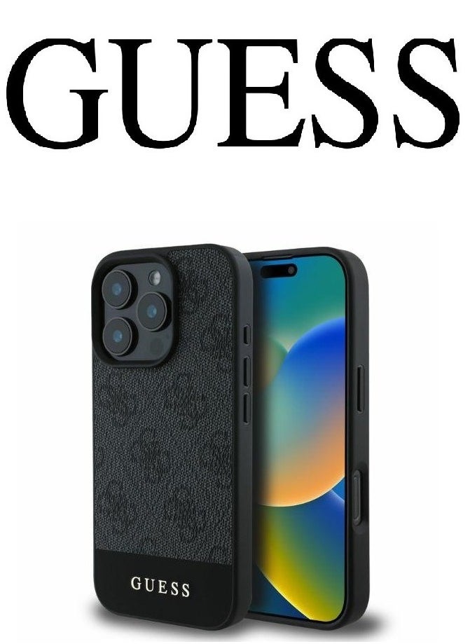 CG MOBILE IPhone 16 Pro Max cover, with a logo and a leather design approved by the global brand Guess. From CG-MOBILE. In Black  - Image 2