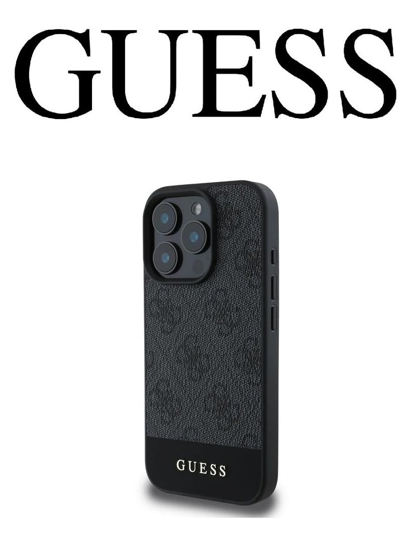 CG MOBILE IPhone 16 Pro Max cover, with a logo and a leather design approved by the global brand Guess. From CG-MOBILE. In Black  - Image 1