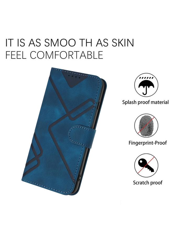 S-TOP Case For OPPO Reno12 Global Line Pattern Skin Feel Leather Phone Case - Image 5