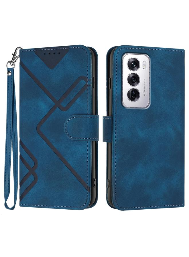 S-TOP Case For OPPO Reno12 Global Line Pattern Skin Feel Leather Phone Case - Image 1