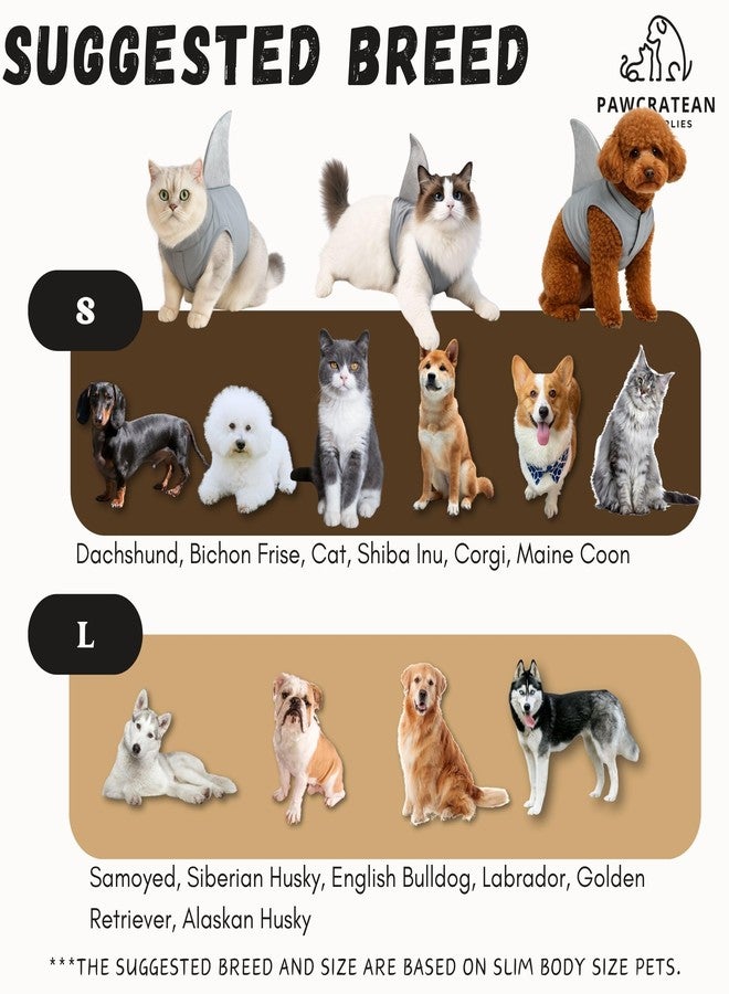 هودي Pawcratean للحيوانات الأليفة، بتصميم مخصص للكلاب والقطط، مظهر رياضي، هدية مرحة، مناسب لعيد الهالوين (سمكة قرش بزعنفة واقفة، صغير) - Image 3