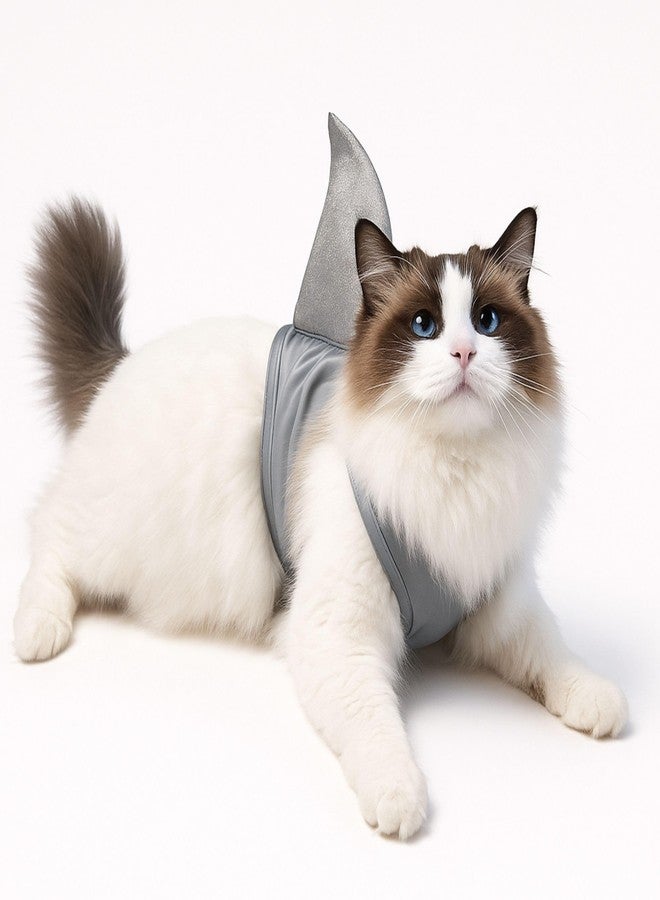هودي Pawcratean للحيوانات الأليفة، بتصميم مخصص للكلاب والقطط، مظهر رياضي، هدية مرحة، مناسب لعيد الهالوين (سمكة قرش بزعنفة واقفة، صغير) - Image 1