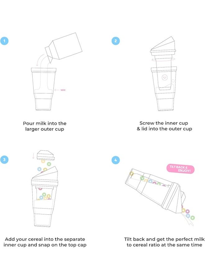 TIKNAL Crunch Mug Portable Breakfast Cup – For Cereal and Milk On-the-Go, Keeps Crunch Fresh, 12 oz Capacity – Practical XL Size for Morning Commutes and Travel - Green - Image 2