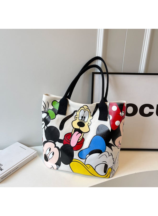 Minnie Women's Shoulder Bag Donald Duck Goofy Bag Mickey Shoulder Tote Bag Commuter Casual Large Canvas Bag-Color:Black Strap Donald Duck  - Image 1