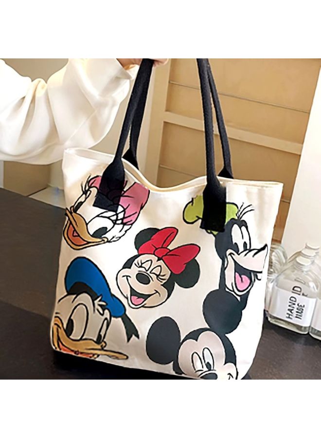 Minnie Women's Shoulder Bag Donald Duck Goofy Bag Mickey Shoulder Tote Bag Commuter Casual Large Canvas Bag-Color:Black Strap Donald Duck  - Image 5