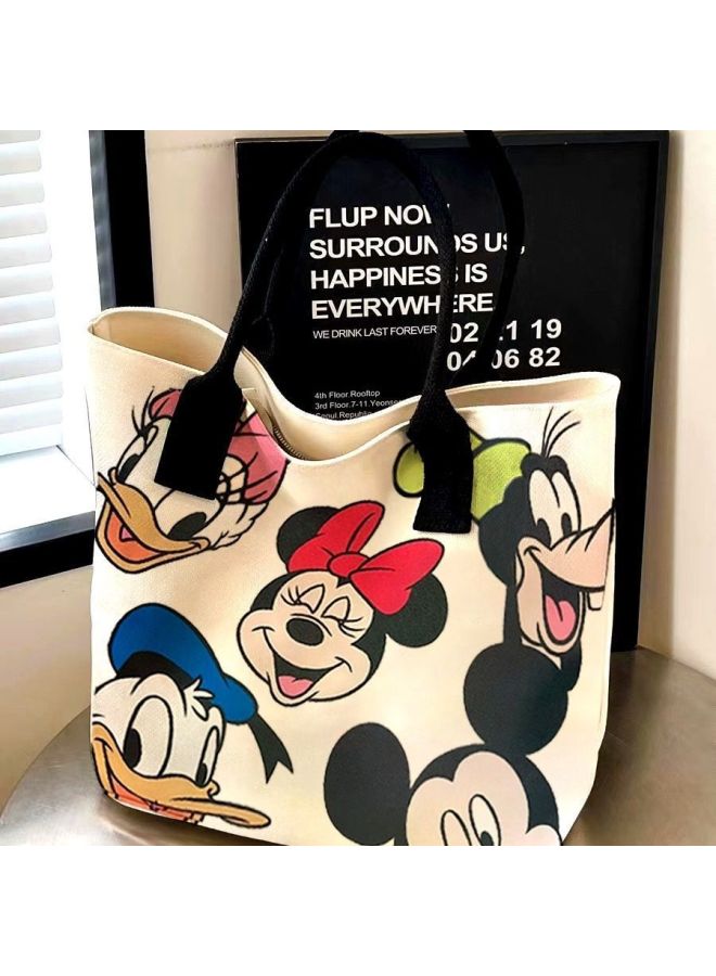 Minnie Women's Shoulder Bag Donald Duck Goofy Bag Mickey Shoulder Tote Bag Commuter Casual Large Canvas Bag-Color:Black Strap Donald Duck  - Image 2
