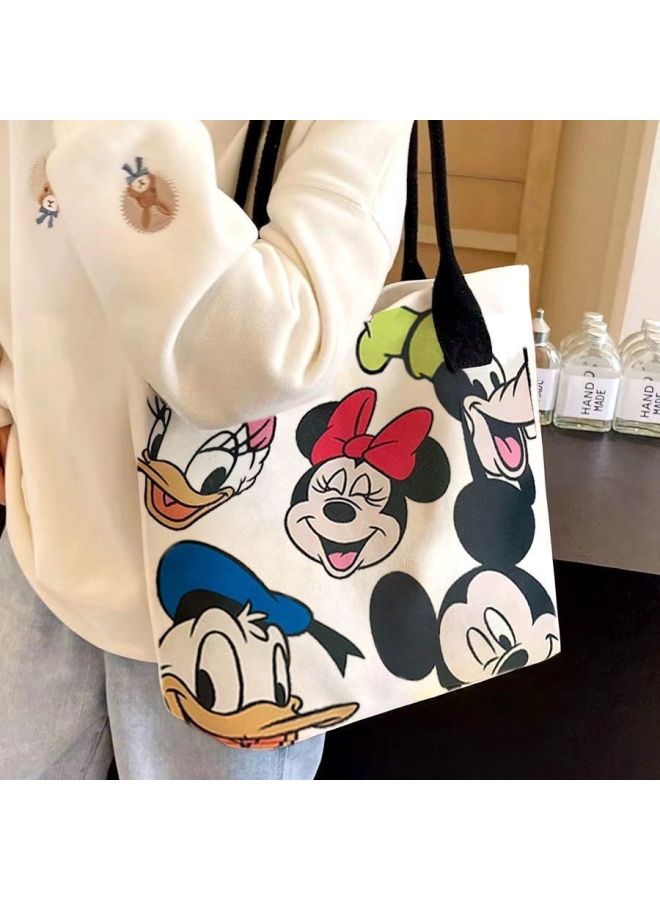 Minnie Women's Shoulder Bag Donald Duck Goofy Bag Mickey Shoulder Tote Bag Commuter Casual Large Canvas Bag-Color:Black Strap Donald Duck  - Image 4