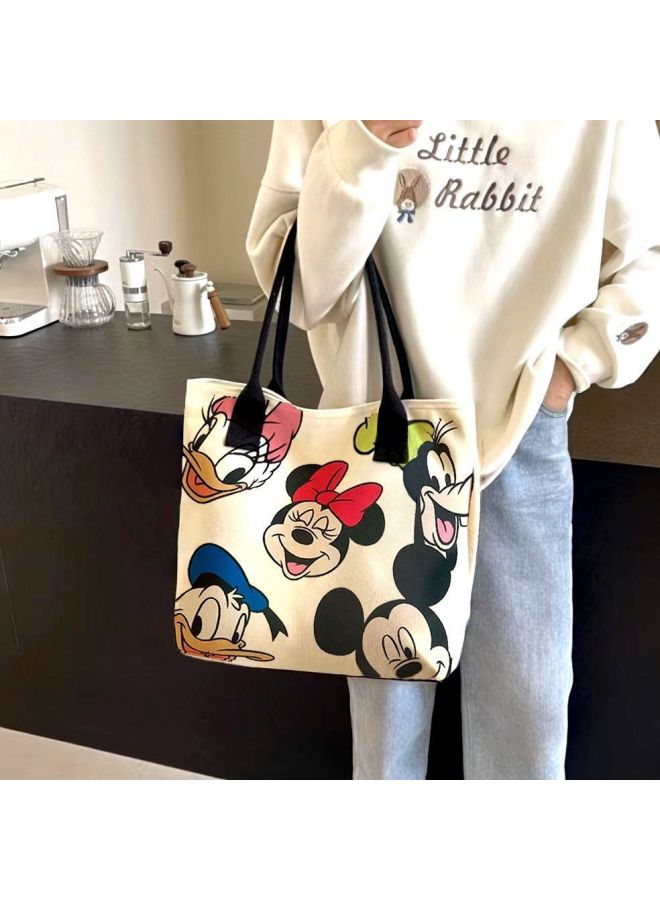 Minnie Women's Shoulder Bag Donald Duck Goofy Bag Mickey Shoulder Tote Bag Commuter Casual Large Canvas Bag-Color:Black Strap Donald Duck  - Image 3
