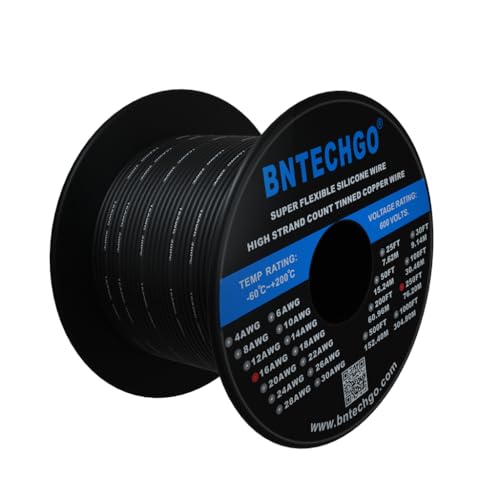 BNTECHGO 16 Gauge Silicone Wire Spool 250 ft Black Flexible 16 AWG Stranded Tinned Copper Wire - Image 3