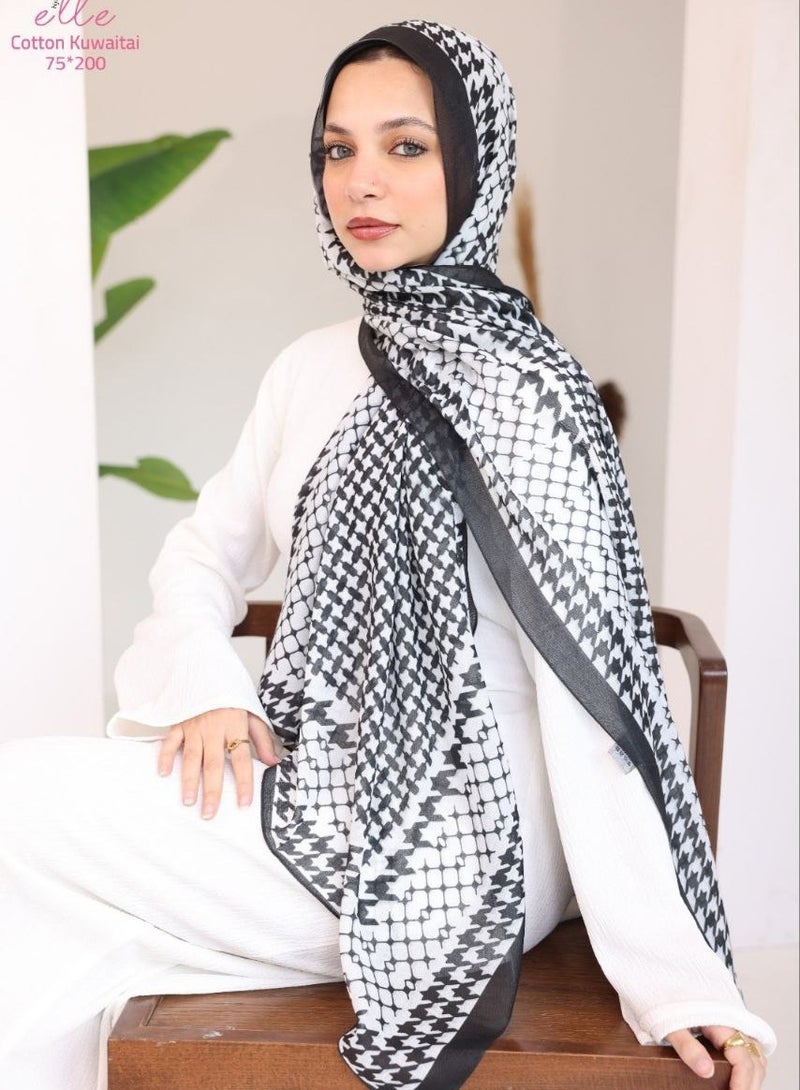 ايل طرحة وشاح حجاب إسلامي قطني فاخر للنساء للمناسبات والأيام العادية - مقاس (200 سم × 75 سم)