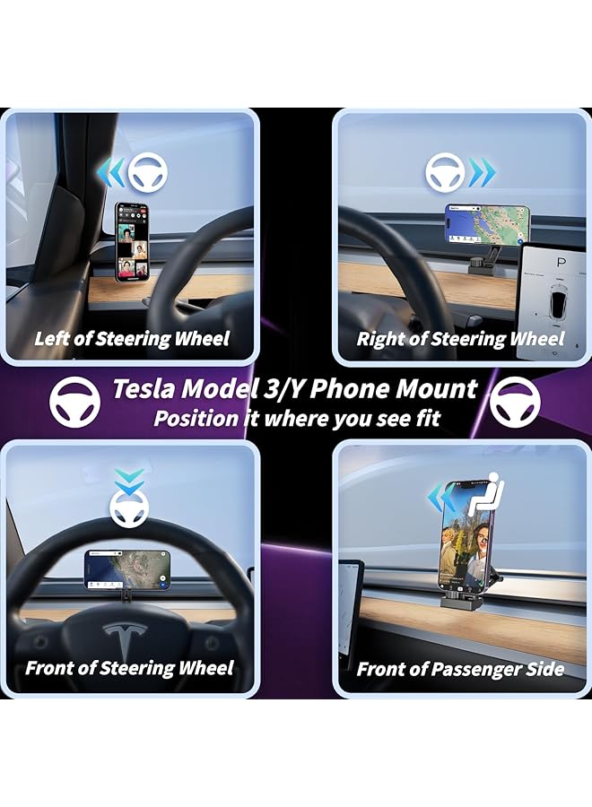 KASTWAVE Tesla Phone Holder - Sturdy Metal Mount For Model 3 & Y, 360° Rotation, Compatible With Iphone 12-15 Magsafe, Strong N52 Magnets - Image 3
