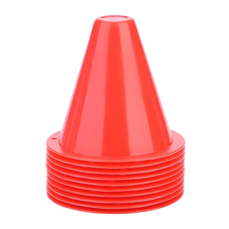 Red Soccer Training Cones 10pcs Flat Square Bottom Stackable Marker Poles - Image 2