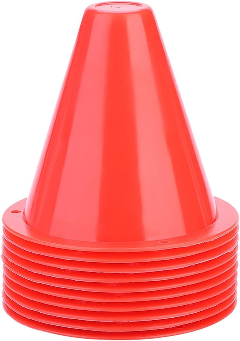 Red Soccer Training Cones 10pcs Flat Square Bottom Stackable Marker Poles - Image 1