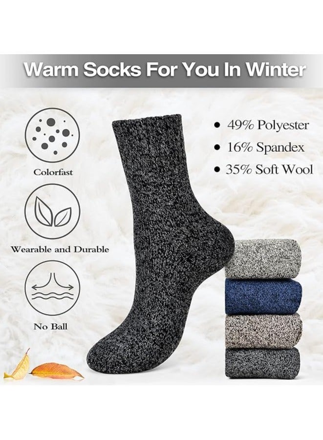 Eworld 5 Pairs Wool Socks for Men and Women, Super Soft, Warm and Cozy Thick Knit Crew Socks with Terry-Loop Cushioning, Ideal for Cold Weather, Hiking and Outdoor Activities, Perfect Gift for Winter - Image 2