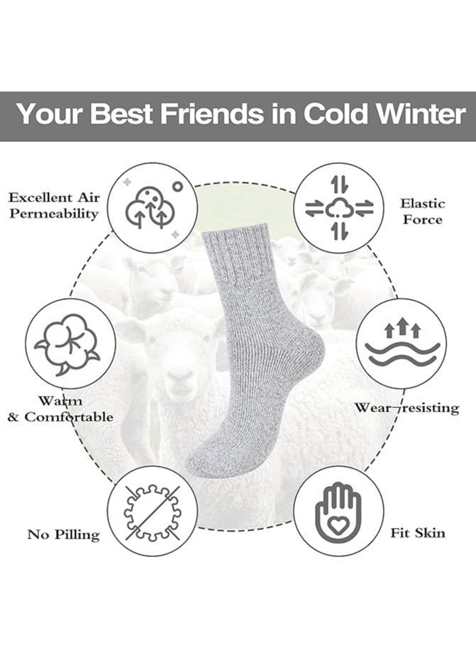 Eworld 5 Pairs Wool Socks for Men and Women, Super Soft, Warm and Cozy Thick Knit Crew Socks with Terry-Loop Cushioning, Ideal for Cold Weather, Hiking and Outdoor Activities, Perfect Gift for Winter - Image 3