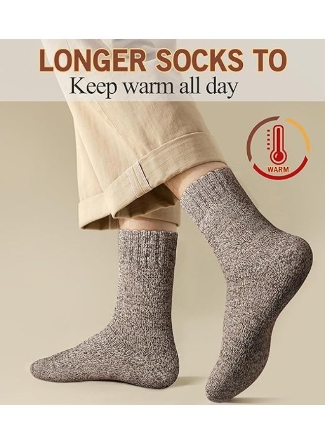 Eworld 5 Pairs Wool Socks for Men and Women, Super Soft, Warm and Cozy Thick Knit Crew Socks with Terry-Loop Cushioning, Ideal for Cold Weather, Hiking and Outdoor Activities, Perfect Gift for Winter - Image 5