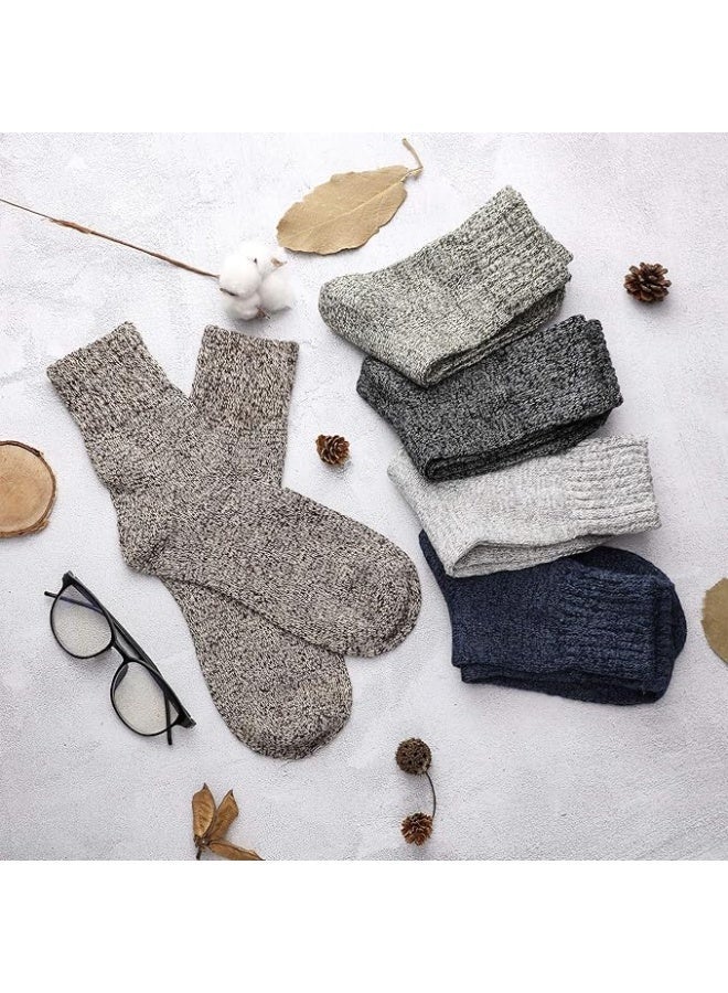Eworld 5 Pairs Wool Socks for Men and Women, Super Soft, Warm and Cozy Thick Knit Crew Socks with Terry-Loop Cushioning, Ideal for Cold Weather, Hiking and Outdoor Activities, Perfect Gift for Winter - Image 4