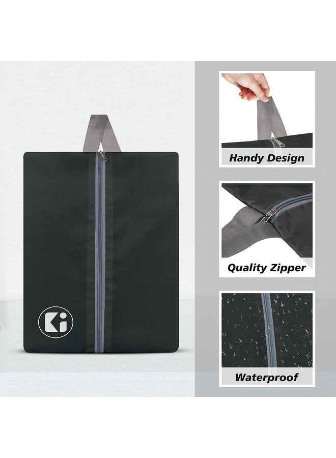 Kuber Industries Kuber Industries Pack of 24 Travel Organizer | Waterproof Shoe Bag | Toiletry Pouch with Zipper | Parachute Shoe Cover for Travel & Adventure | Multipurpose Storage Organizer | Black & Grey - Image 4
