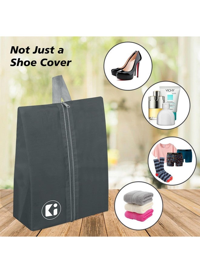 Kuber Industries Kuber Industries Pack of 24 Travel Organizer | Waterproof Shoe Bag | Toiletry Pouch with Zipper | Parachute Shoe Cover for Travel & Adventure | Multipurpose Storage Organizer | Black & Grey - Image 5