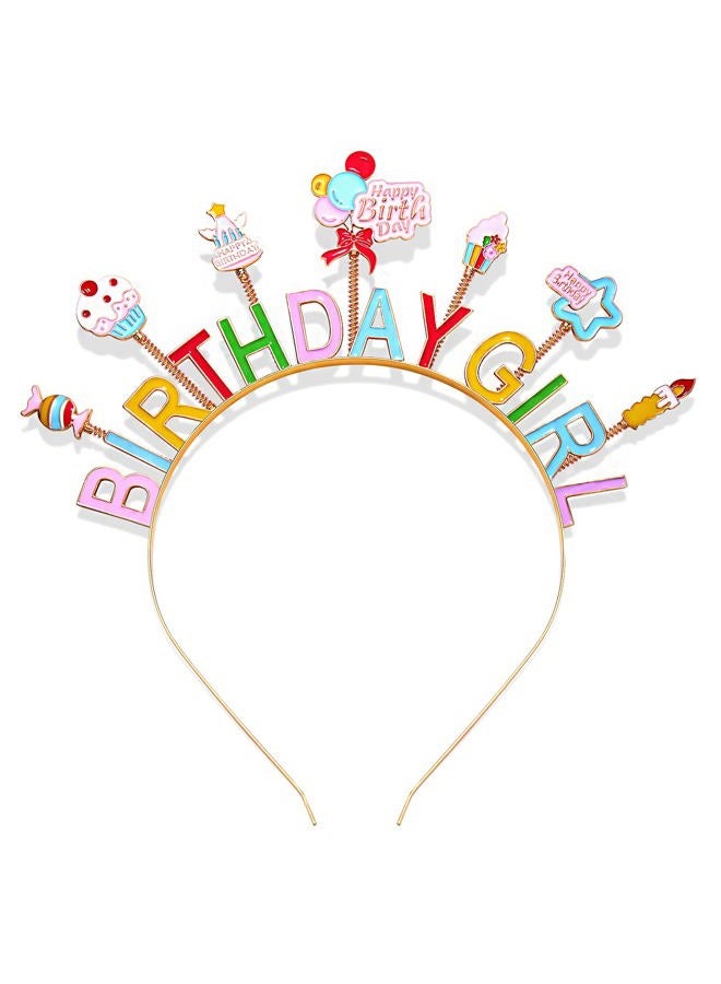 NVENF Birthday Crown Cake Candy Tiara for Girls, Happy Birthday Accessory (Pattern B) - Image 1