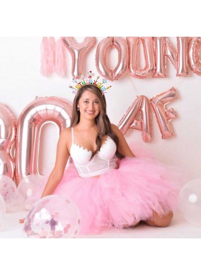 NVENF Birthday Crown Cake Candy Tiara for Girls, Happy Birthday Accessory (Pattern B) - Image 3