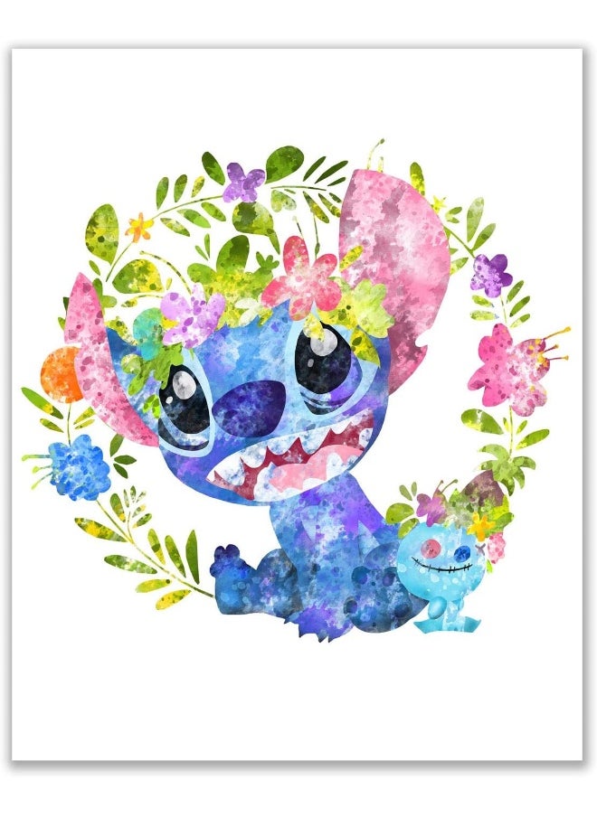 Home Trove - BigWigPrints Lilo & Stitch Wall Art - Set of 3 (8 inches x 10 inches) Ohana Means Family Poster Prints Coachella Watercolor Quote, Nursery - Image 1